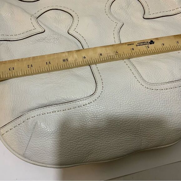 TORY BURCH AMALIE  WHITE PEBBLED LEATHER SATCHEL DOCTOR BAG - Picture 6 of 11